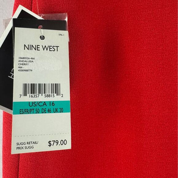 NWT Nine West Women Textured A-Line Wrap Red Skirt Size 16 Dressy‎ Casual Knee - Picture 6 of 9